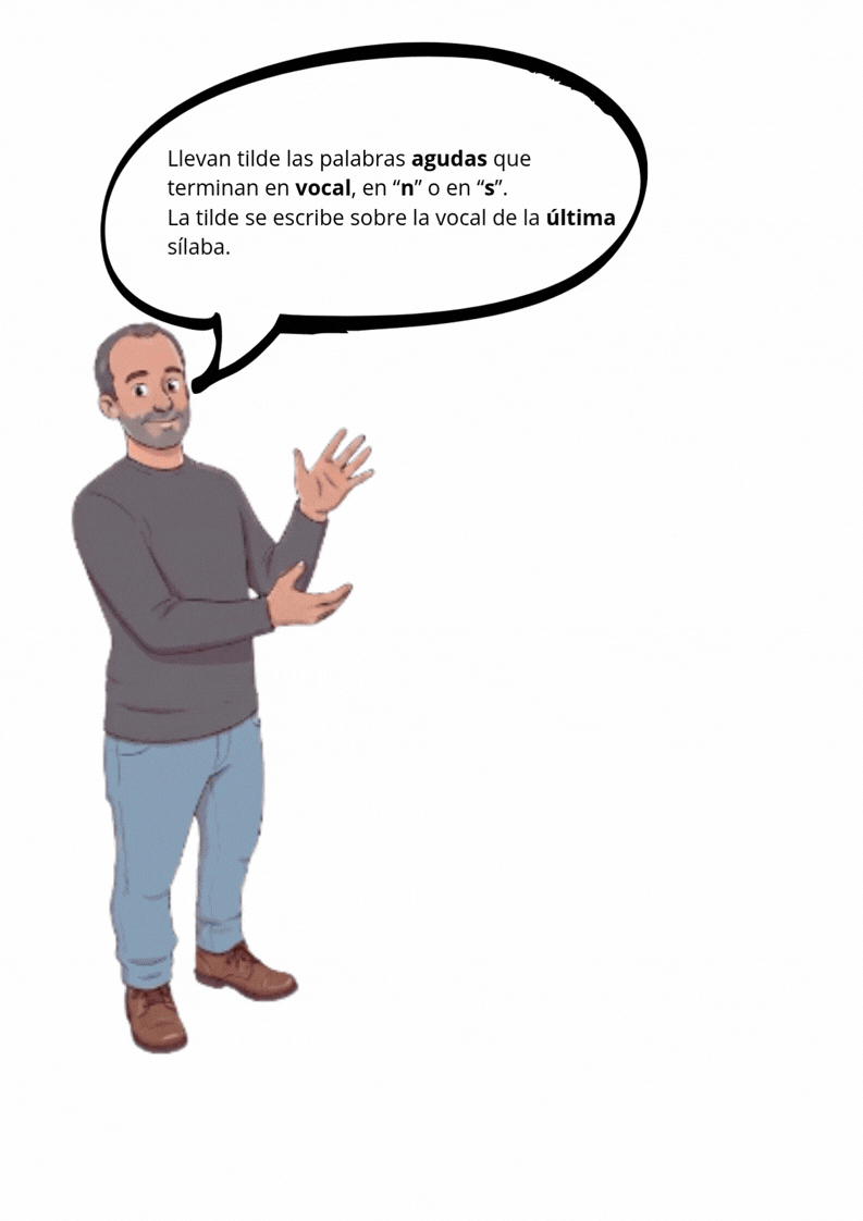 Il·lustració animada del personatge Xavier explicant les normes d'acentuació